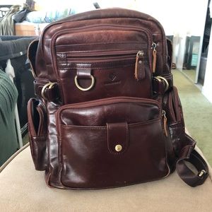 Leather Backpack convertible messenger bag